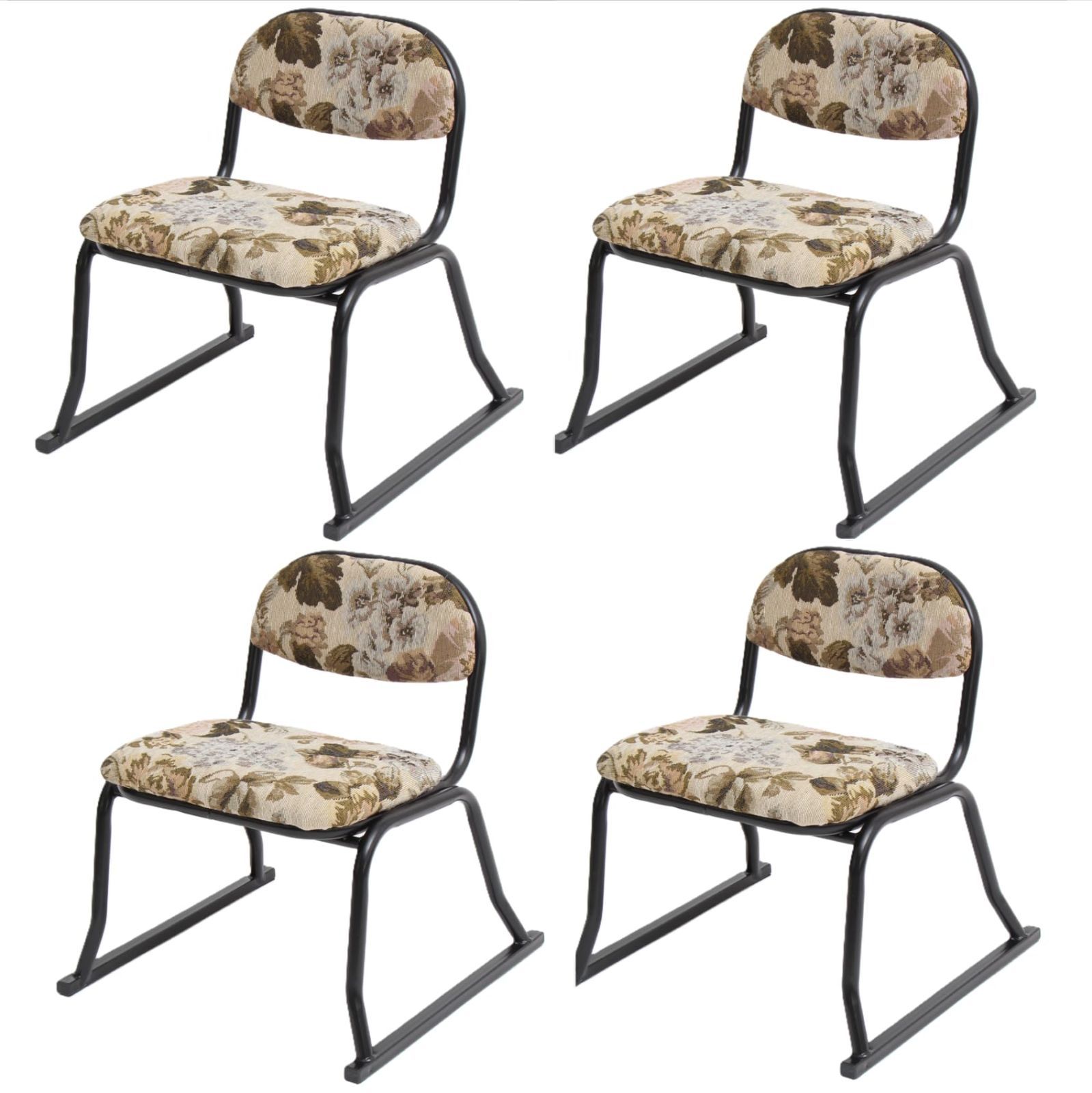 4脚組 足腰にやさしい 本体サイズ 約 1脚当たり 幅42×奥行42×高さ46.5 座面高28 cm 和座敷チェア 集会 花柄 法事 座椅子 背もたれ付 積み重ね ビータ Vita 床を傷つけにくいフェルト付