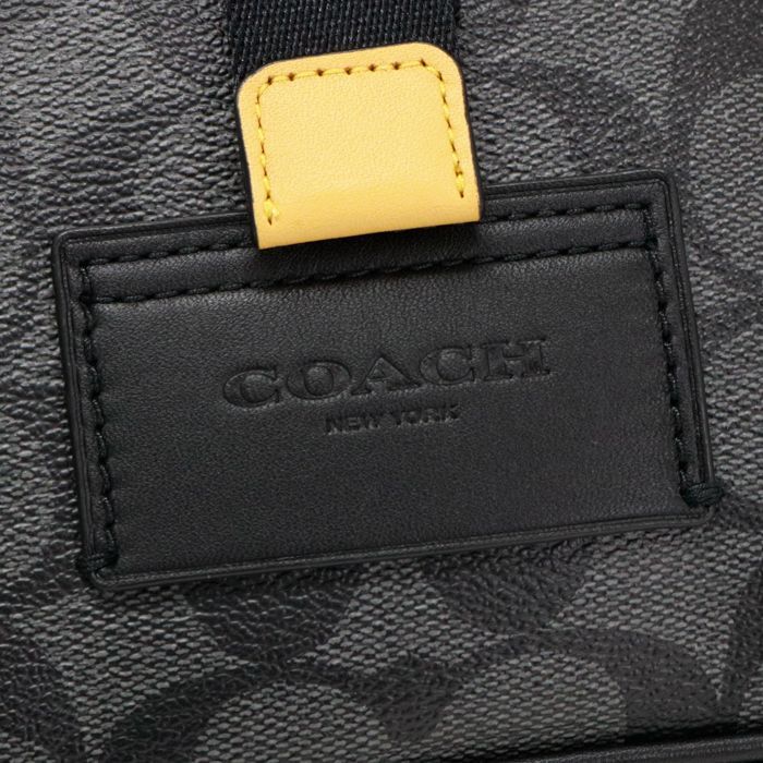 コーチ COACH トラック パック PVC / レザー シグネチャー カラーブロック C6646 ボディバッグ クロスボディ 斜め掛け 肩掛け  ショルダーバッグ スリングバッグ メンズ レディース ブラック グレー ブルー 美品 中古 max07009