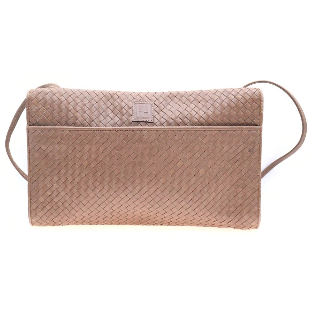 FENDI (フェンディ) ショルダーバッグ ブラウン 編み込み レザー FENDI (フェンディ) ショルダーバッグ ブラウン 編み込み レザー