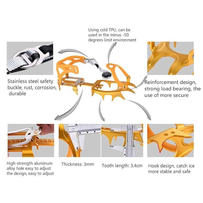 BRS アルミニウム合金 超軽量 14歯雪山アイゼン 氷氷グリッパー アイゼンクライミング ゴールデンー G en Blue 0