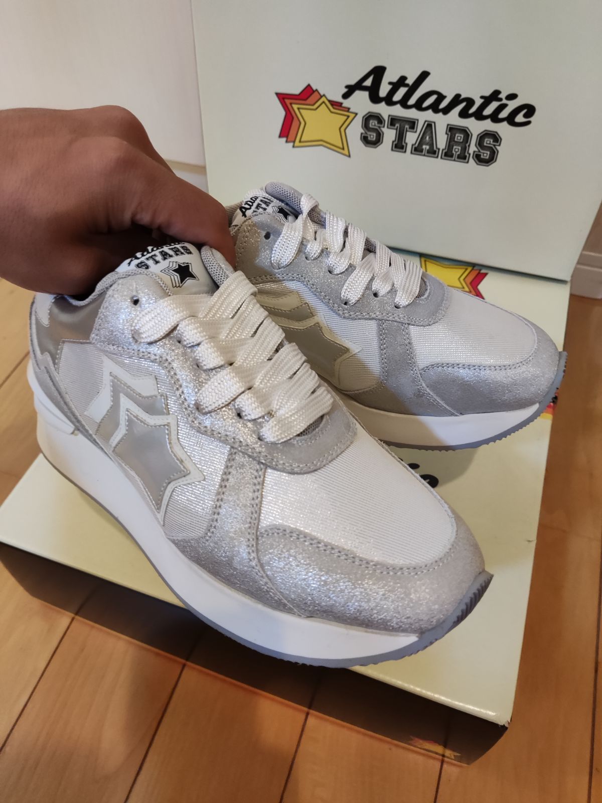 ATLANTIC STARS WHITE / SILVER ホワイト/ シルバー ホワイトシルバー アトランティックスターズ スニーカー - メルカリ