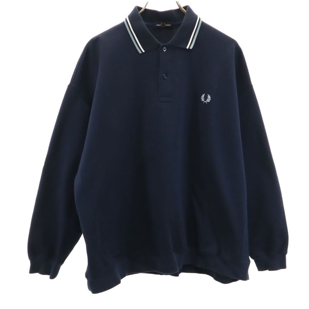 フレッドペリー 長袖 ポロシャツ M ネイビー FRED PERRY メンズ