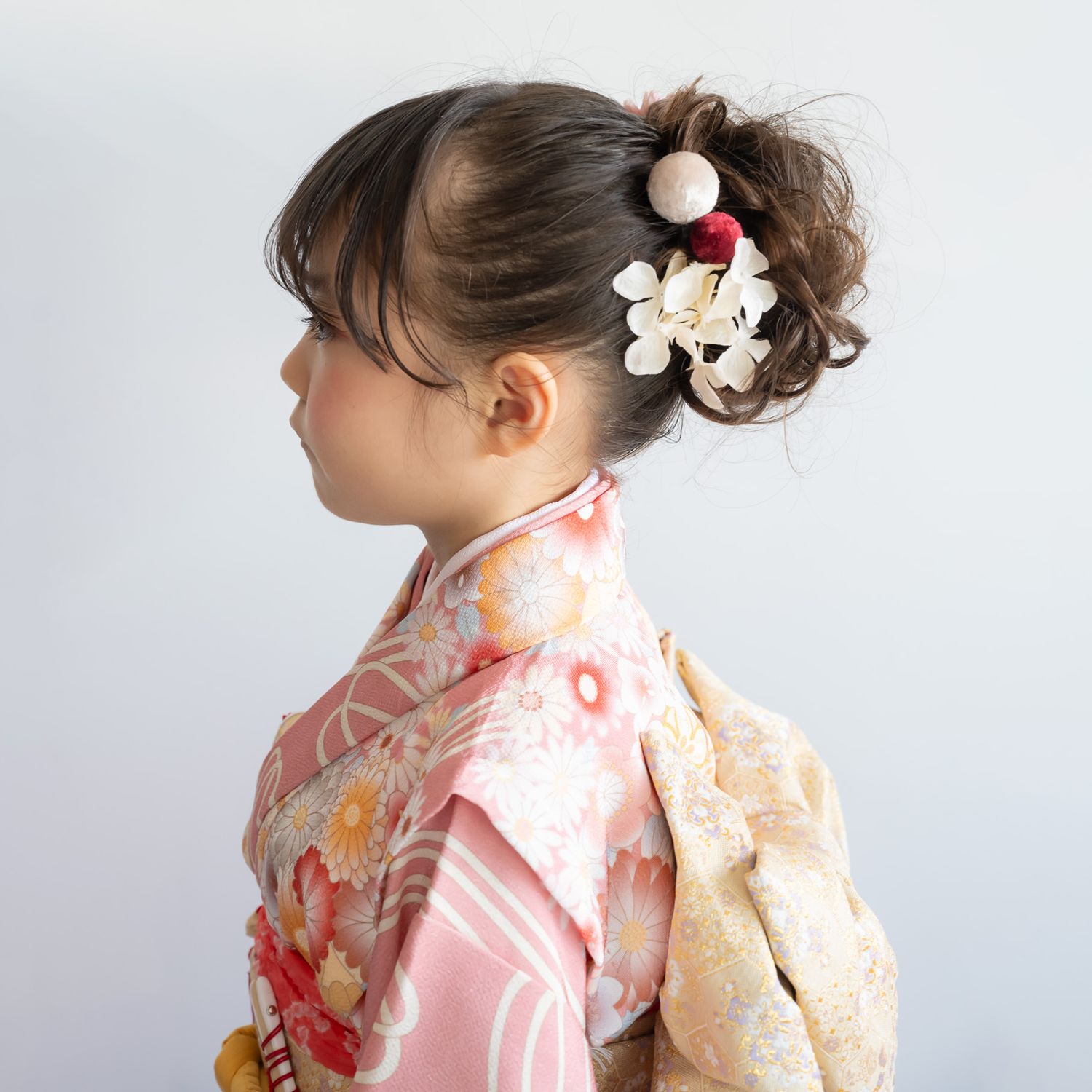 七五三3歳/7歳/ハーフ成人式振袖髪飾りF】ヘッドドレスピンク/白