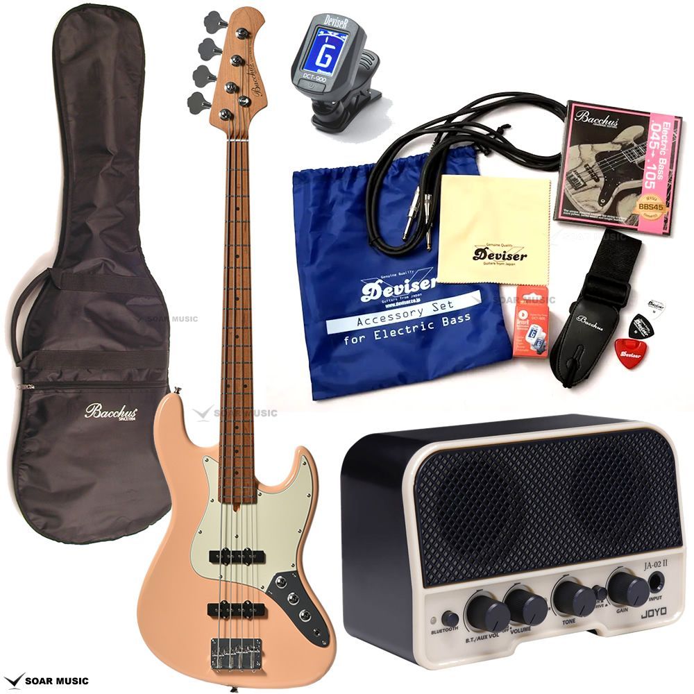 Bacchus WJB-1DX RSM M SLPK バッカス エレキベース セット シェルピンク ローステッドメイプルネック ジャズベースタイプ ユニバースシリーズ ディンキーシェイプ 入門 RSM