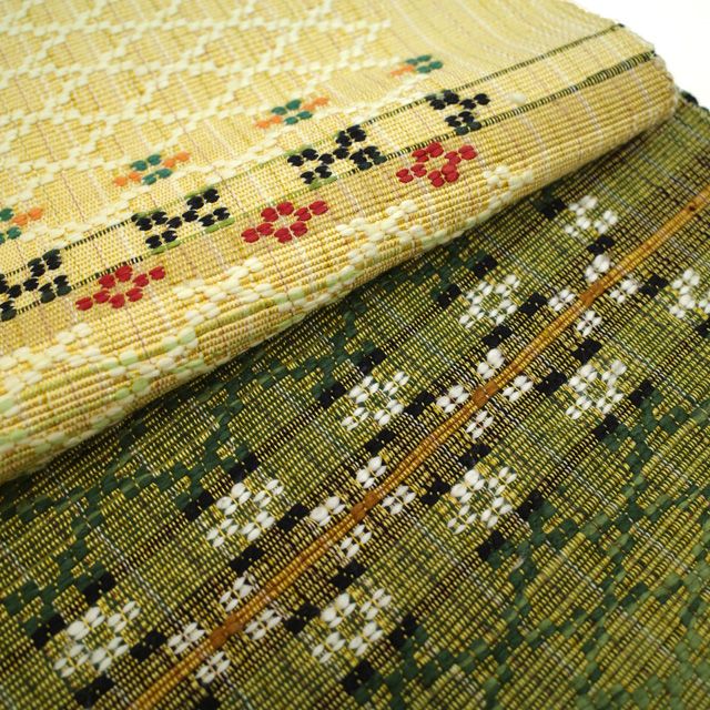 正絹沖縄県伝統工芸首里花織手織九寸名古屋帯 大人シック♪