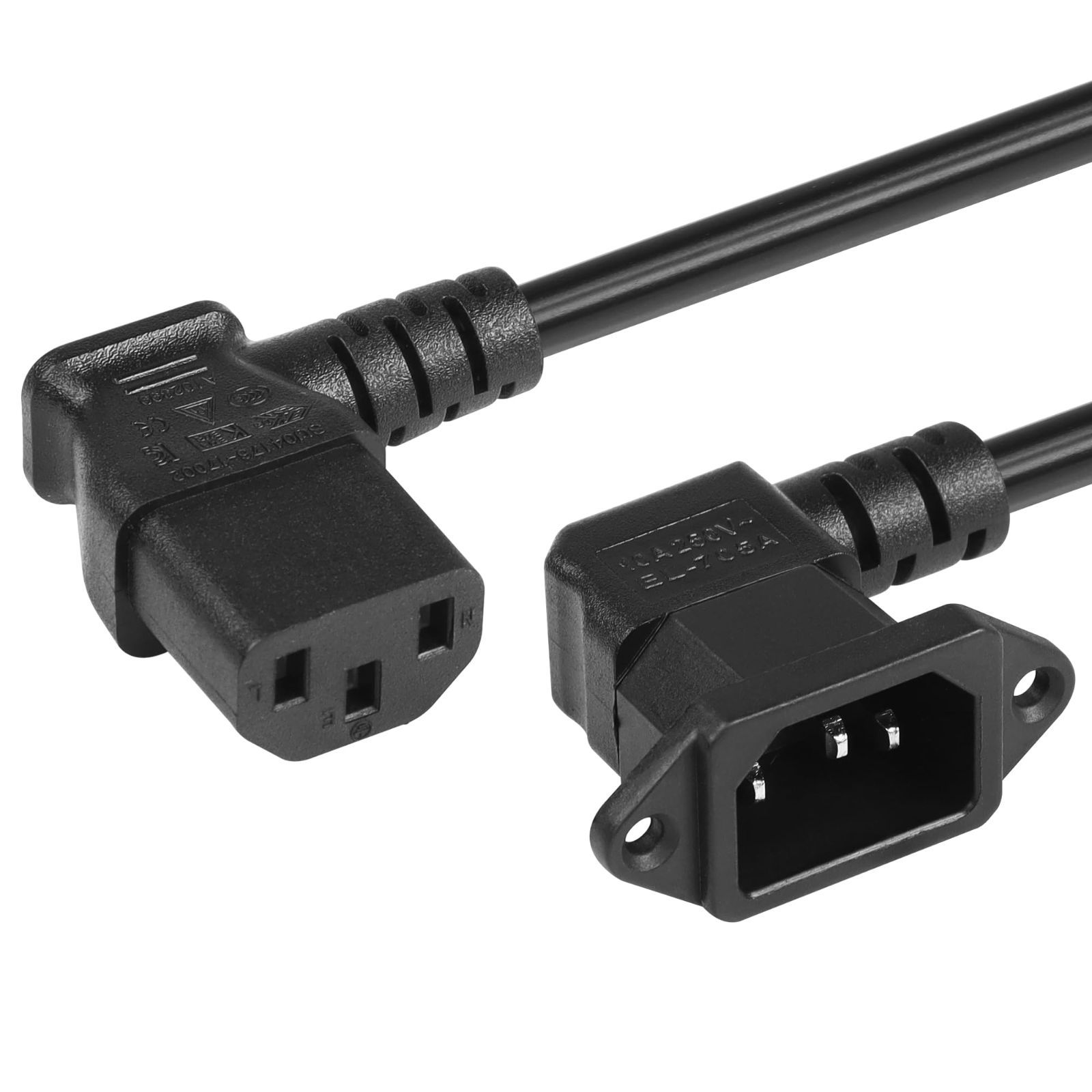 Brand New CERRXIAN 90° IEC 320 C14-C13 Power Cord 90 Degree C14 Male to C13 Female (Right) PDU Power Extension Cord Compatible with Monitors, Computers, Printers 0.6M