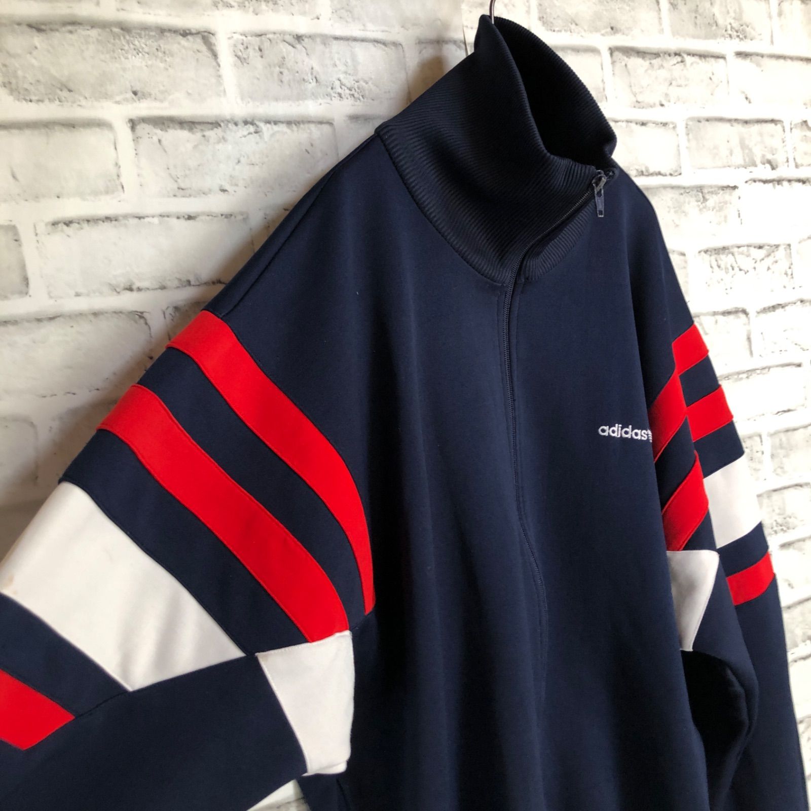 希少XL 80s adidas トラックジャケット刺繍トレファイル ビンテージ 希少XL⭐️80s adidas トラックジャケット 刺繍 vintage 紺×黄