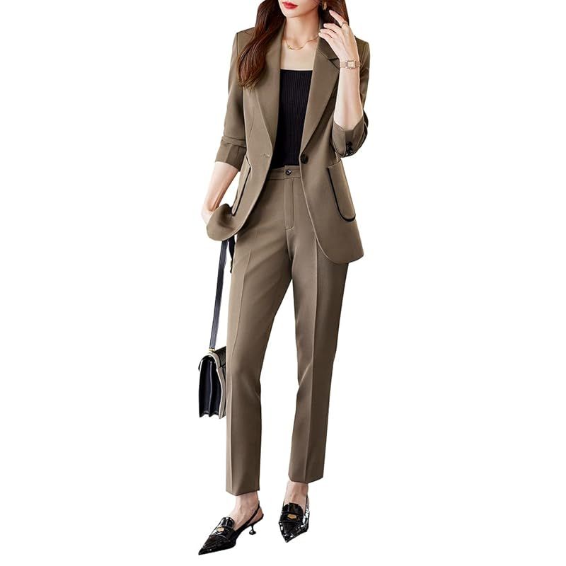 ByFshow スーツ レディース パンツスーツ シングルボダン テーパードパンツ フォーマル 着痩せ おしゃれ ファッション お出掛け 通勤 入学式 卒業式 面接 S 1