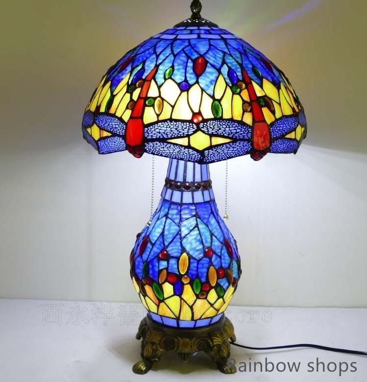 ♥ ステンドランプ 電気スタンド テーブルライト 花柄 レトロな雰囲気がおしゃれヴィンテージティファニー技法デスクライト bcp24