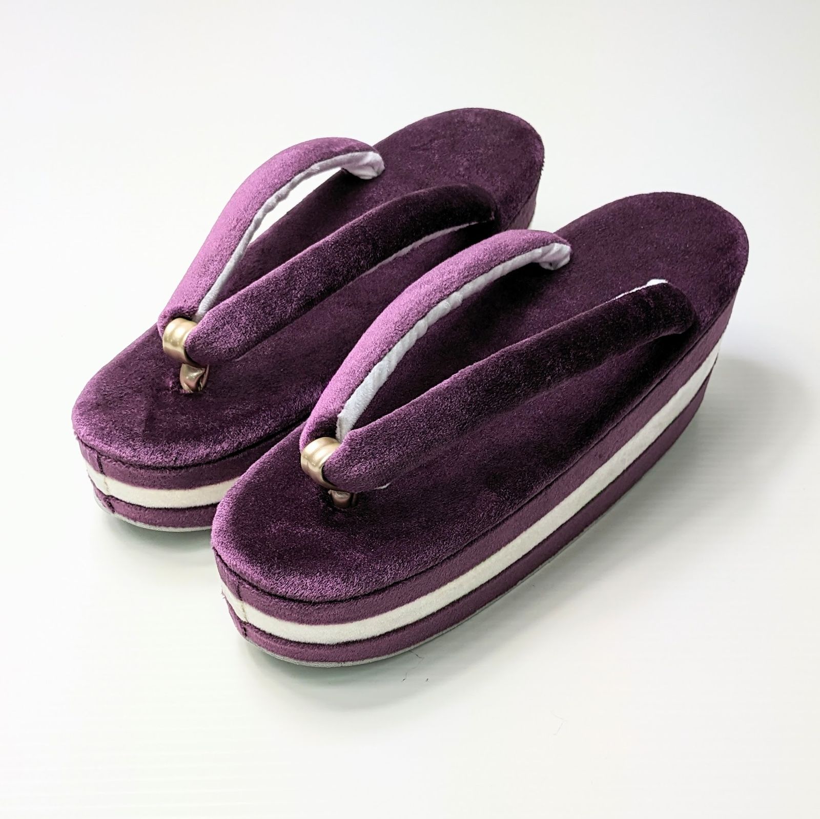 ベロア 3枚芯 草履バッグ セット ニュアンスカラー 紫 パープル w60-2