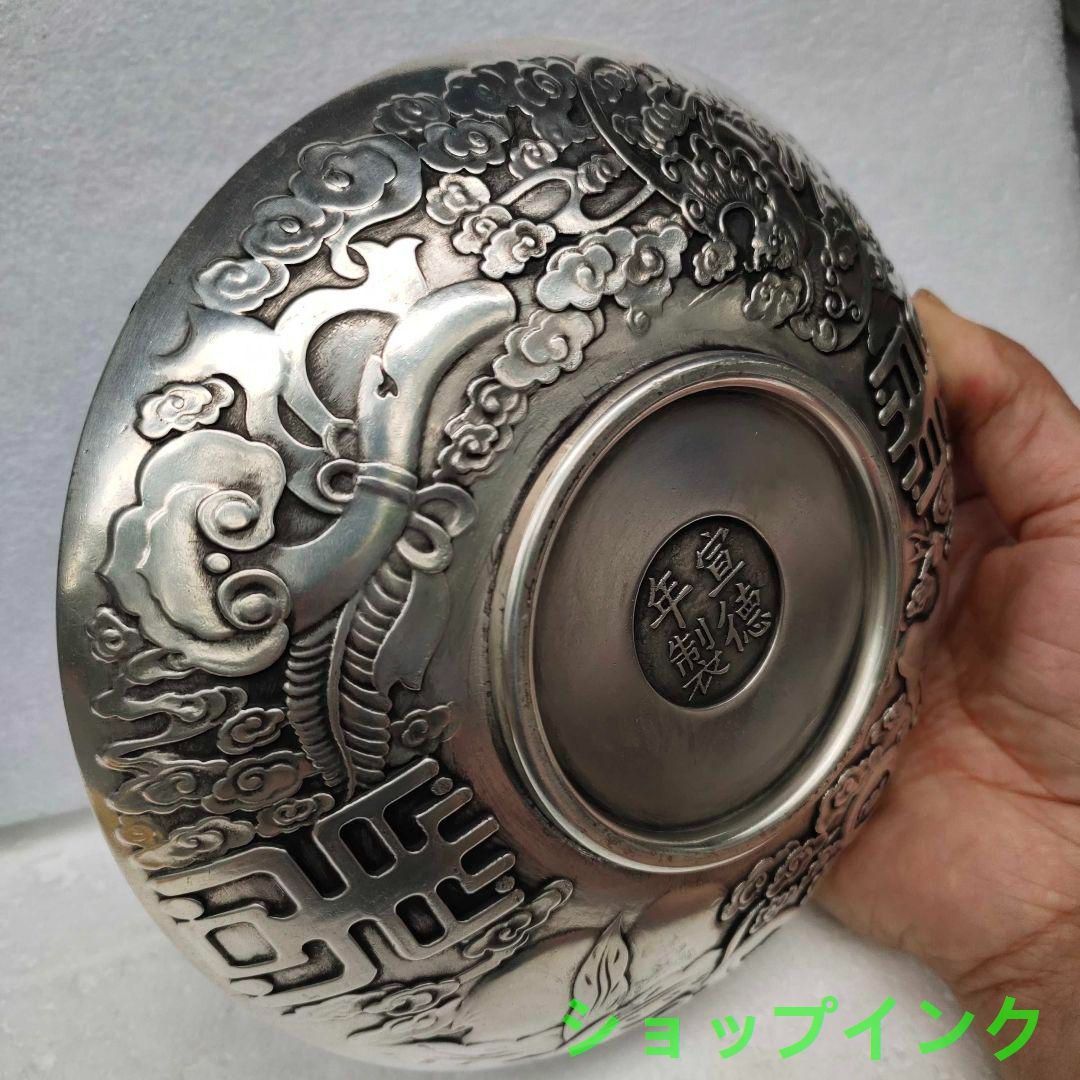 銅器 重工 彫刻 祥雲瑞獣麒麟銅盤 装飾品 工芸品 美術品 置物