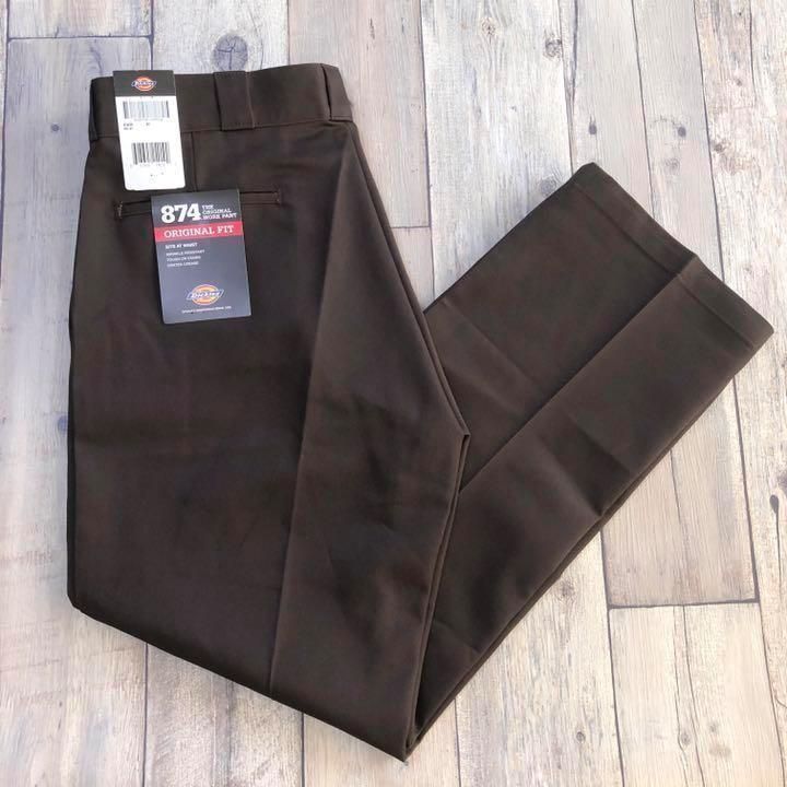 新品・送料無料】33×30 ダークブラウン ディッキーズ 874 ワークパンツ