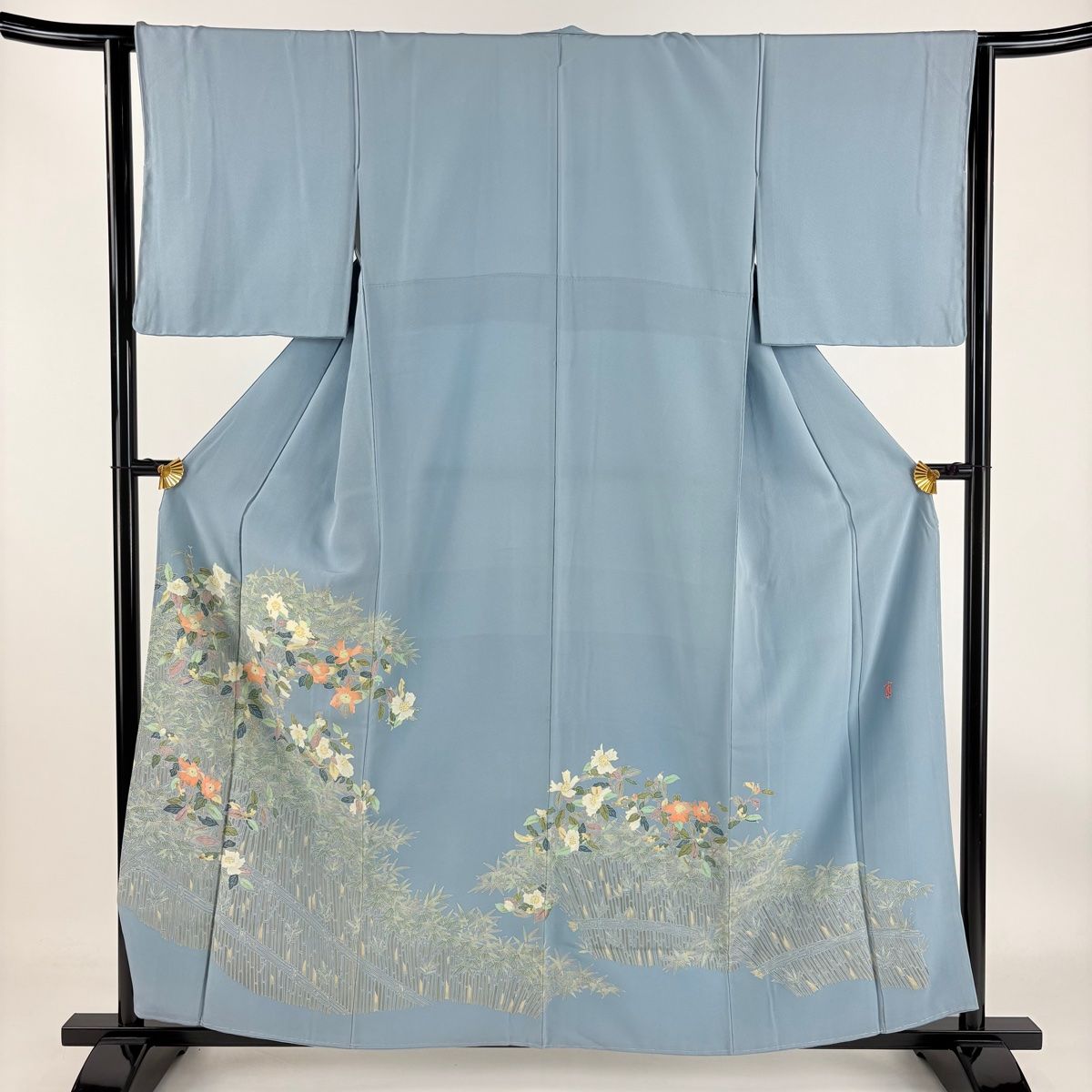 色留袖 身丈159.5cm 裄丈63cm S 袷 柿本市郎 加賀友禅 落款 草花