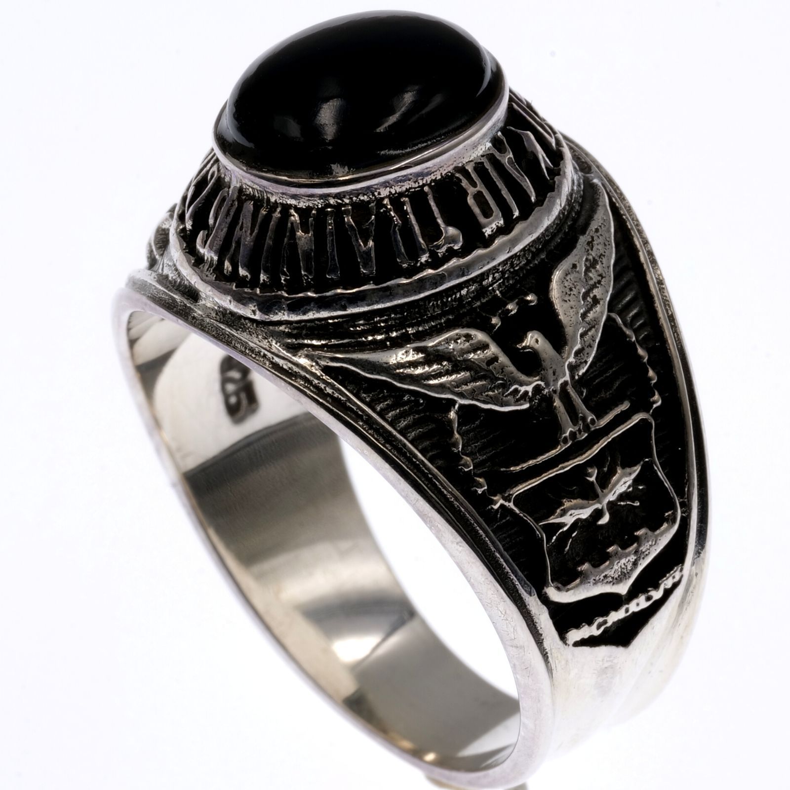 ブラックオニキス silver925 カレッジリング オーバル 指輪 メンズ 通販