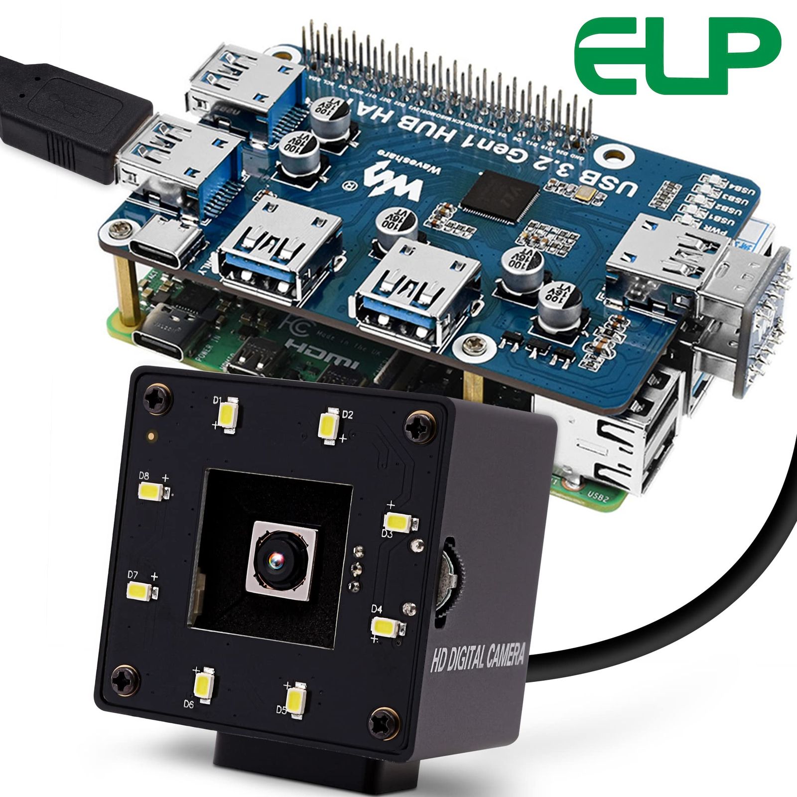 白色LEDライト付きウェブカメラ コンピューターカメラ