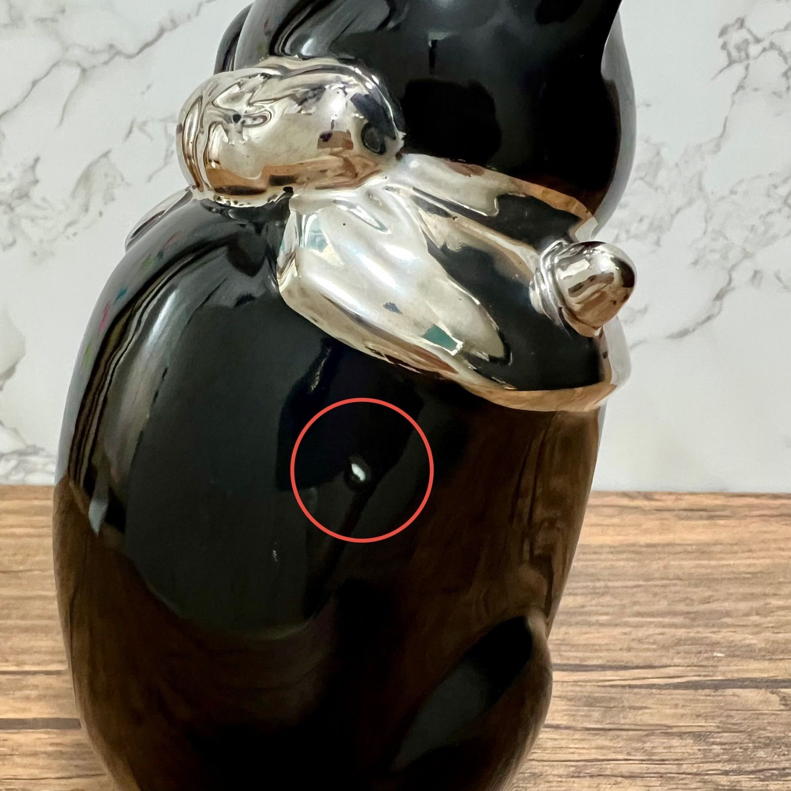 瀬戸焼】招き猫 江戸猫 ブラック プラチナ 左手 縁起物 置物 千客万来