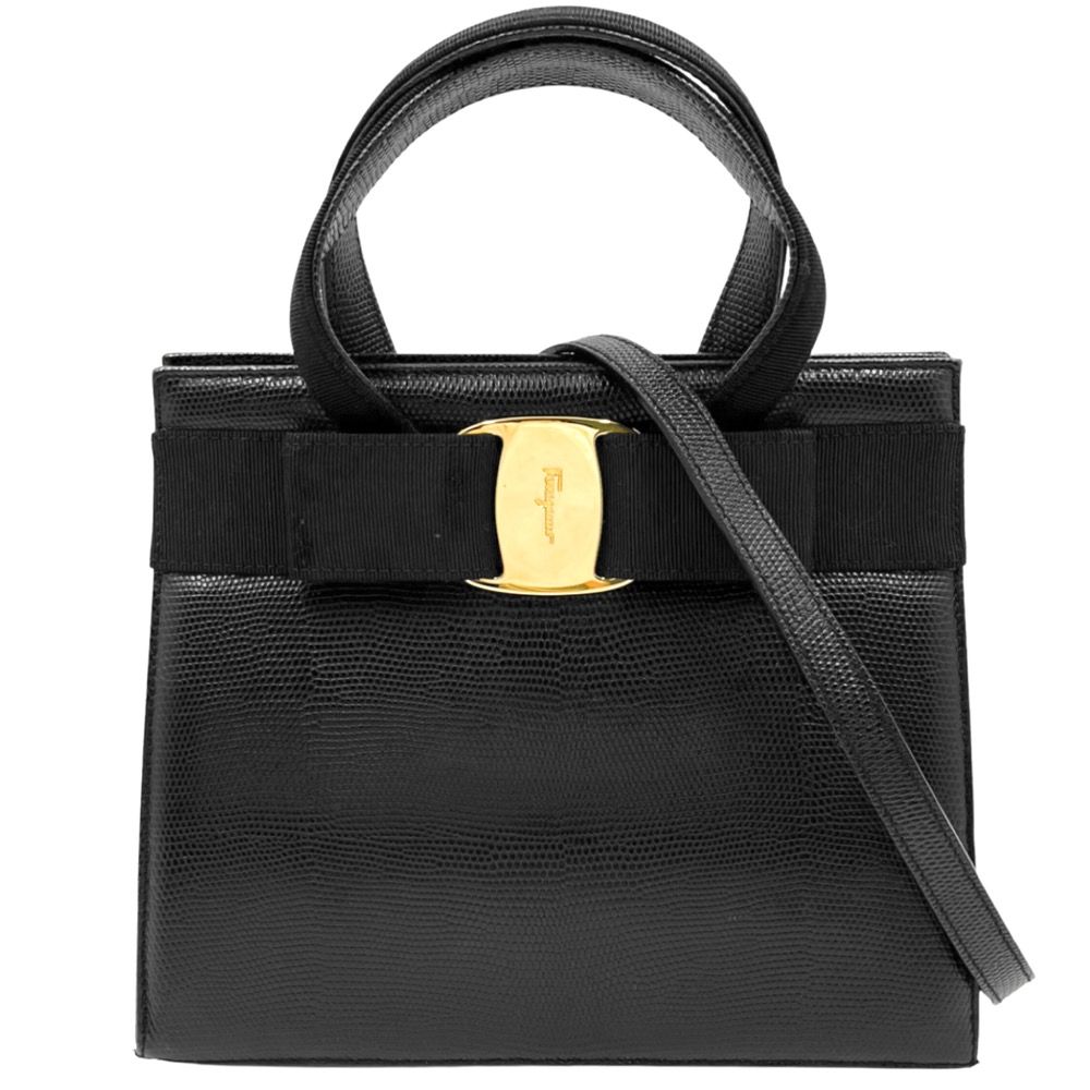 Salvatore Ferragamo レディース トートバッグ リザード型押し Salvatore Ferragamo レディース トートバッグ リザード型押し