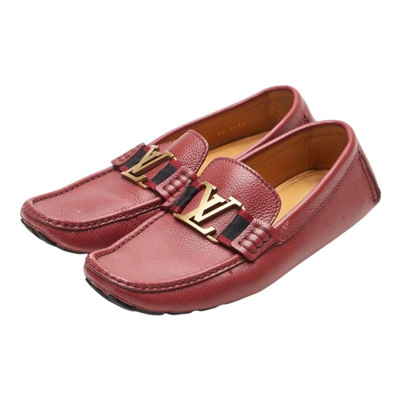 ルイ ヴィトン ドライビングシューズ LVロゴ ローファー サイズ 7 レッド レザー メンズ LOUIS VUITTON 1-0212694