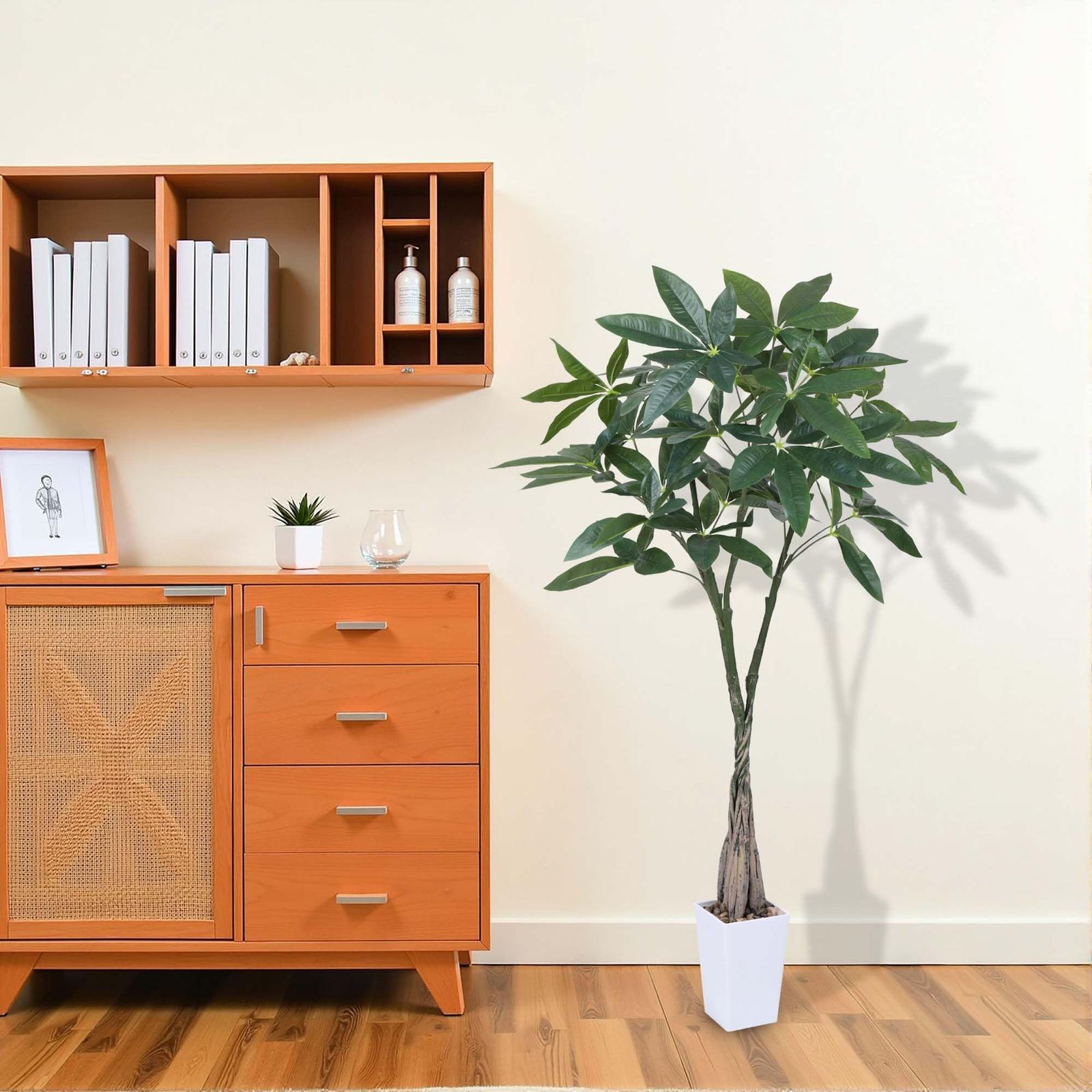 送料無料 Yinleus 人工観葉植物 フェイクグリーン 観葉樹 造花 パキラ 高さ130cm 光触媒 空気清浄 おしゃれ インテリア ホーム オフィス デコレーション 観葉植物 室内 装飾