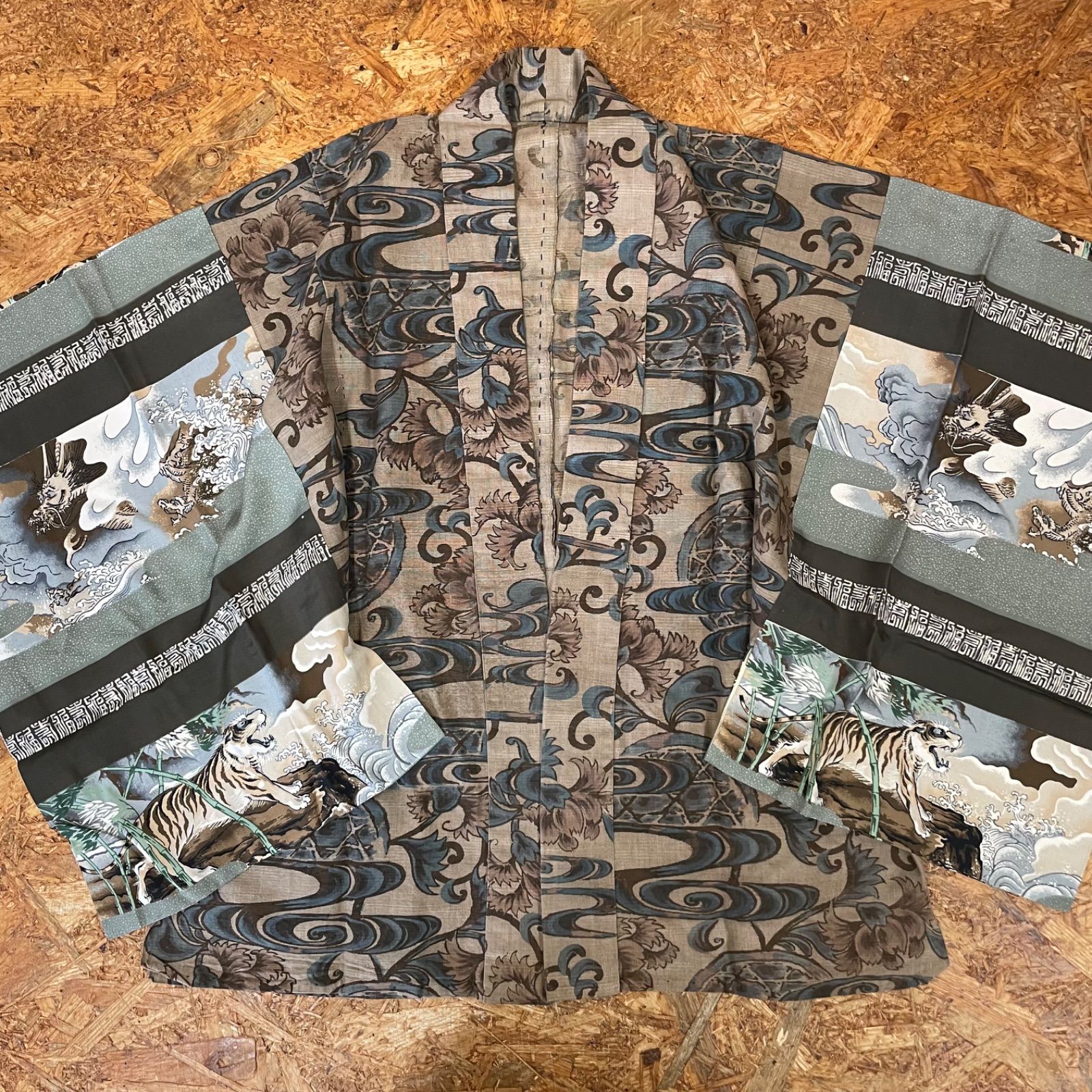 Sousou 紡毛 綾織 頭巾外套 袷 金襴緞子 留紺 サイズS 新品未使用