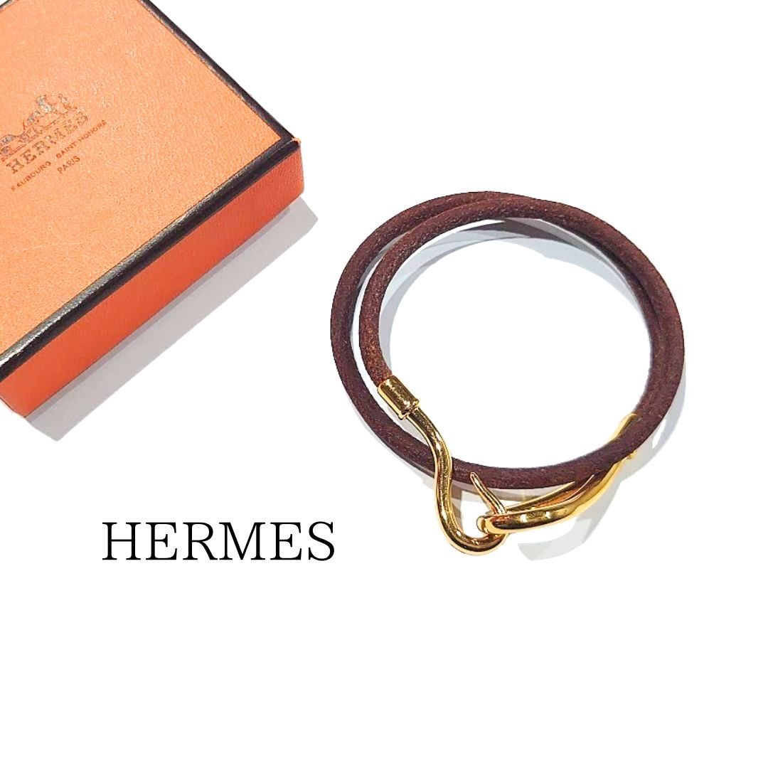 HERMES ジャンボ ブレスレット レザー キャメル GP エルメス ジャンボ GP×革 ブレスレット ゴールド×ブラウン AB