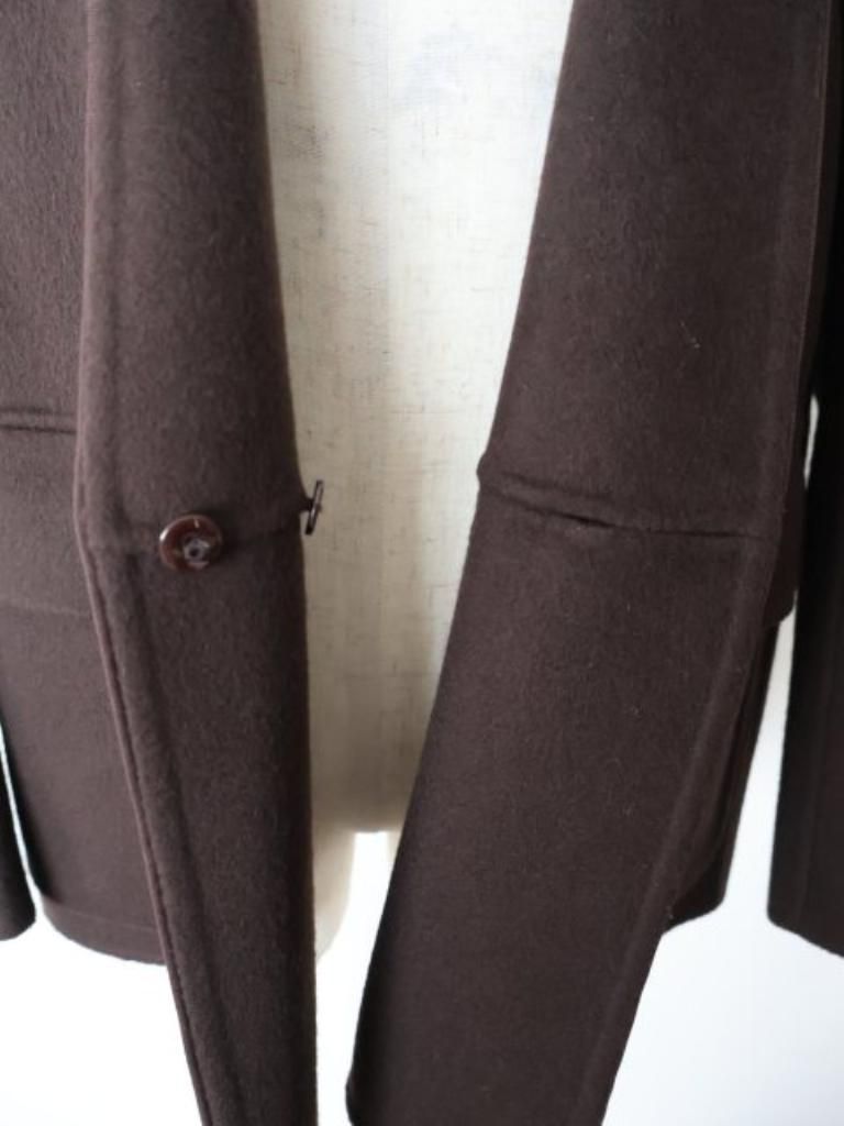 DRAWER ドゥロワー ウールカシミヤケヌキ ノーカラージャケット Sサイズ 36 ダークブラウン カシミヤ混 定価148 500円 日本製 送料込み 6457493