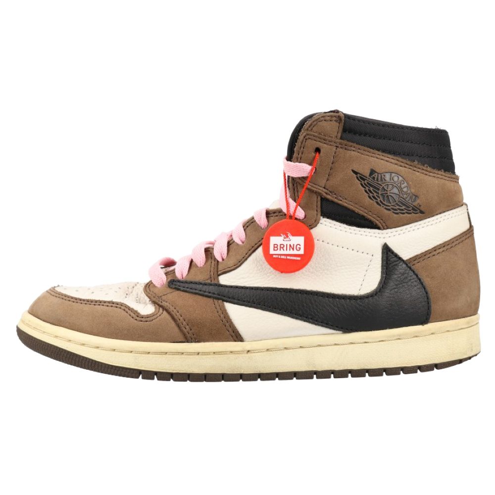 NIKE ナイキ ×TRAVIS SCOTT AIR JORDAN 1 HIGH OG TS SP トラヴィススコットエアジョーダン1ハイカットスニーカー ブラウン US8.5/26.5cm CD4487-100