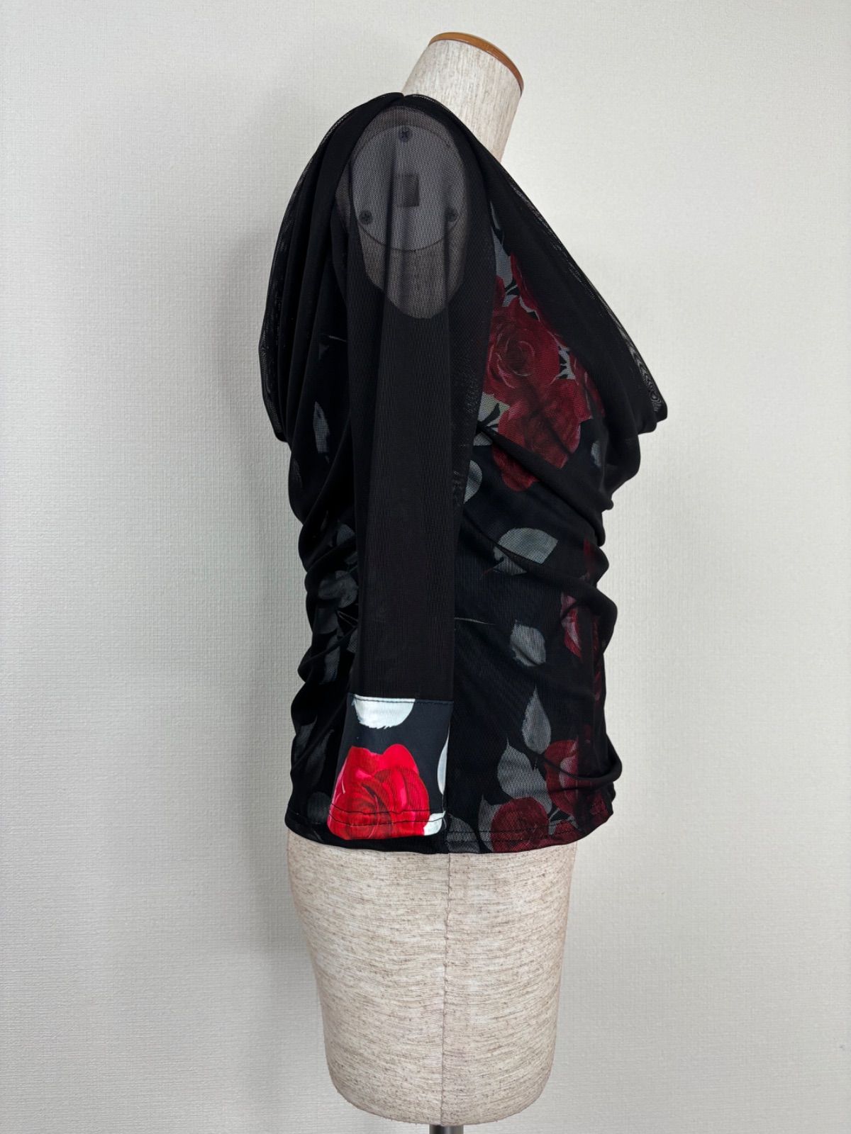 社交ダンス 薔薇柄 ソフトメッシュトップス 新品》社交ダンス 華やか