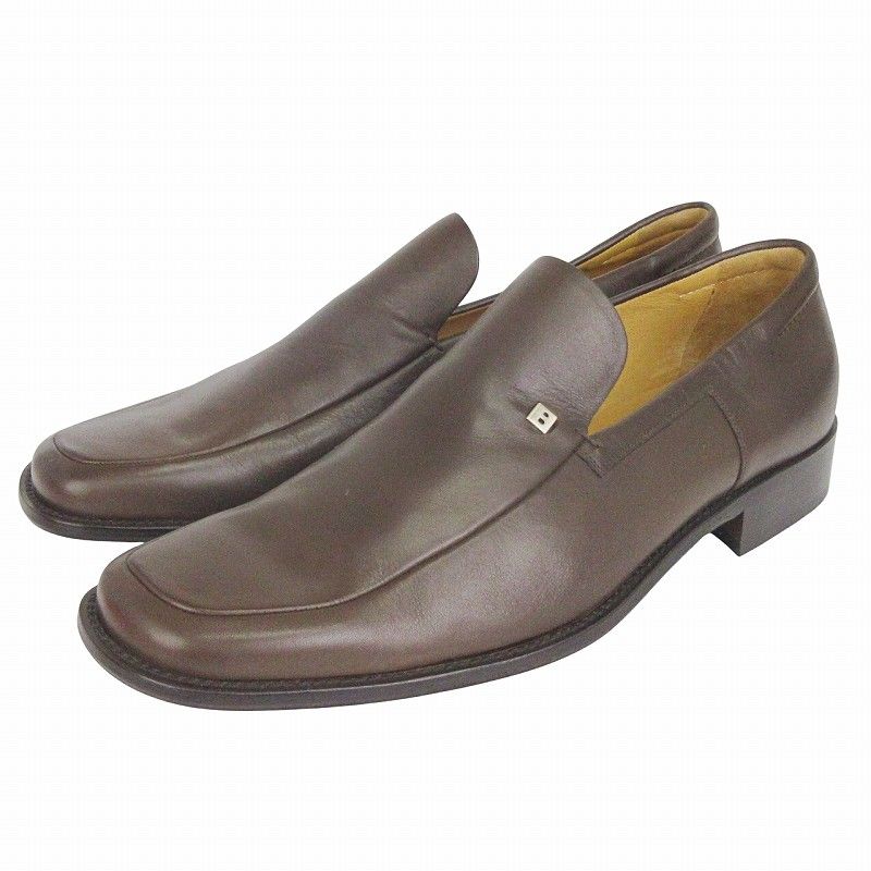 バリー BALLY ローファー スリッポン シューズ スクエアトゥ レザー 茶 ブラウン US10.5 28.5㎝位 靴