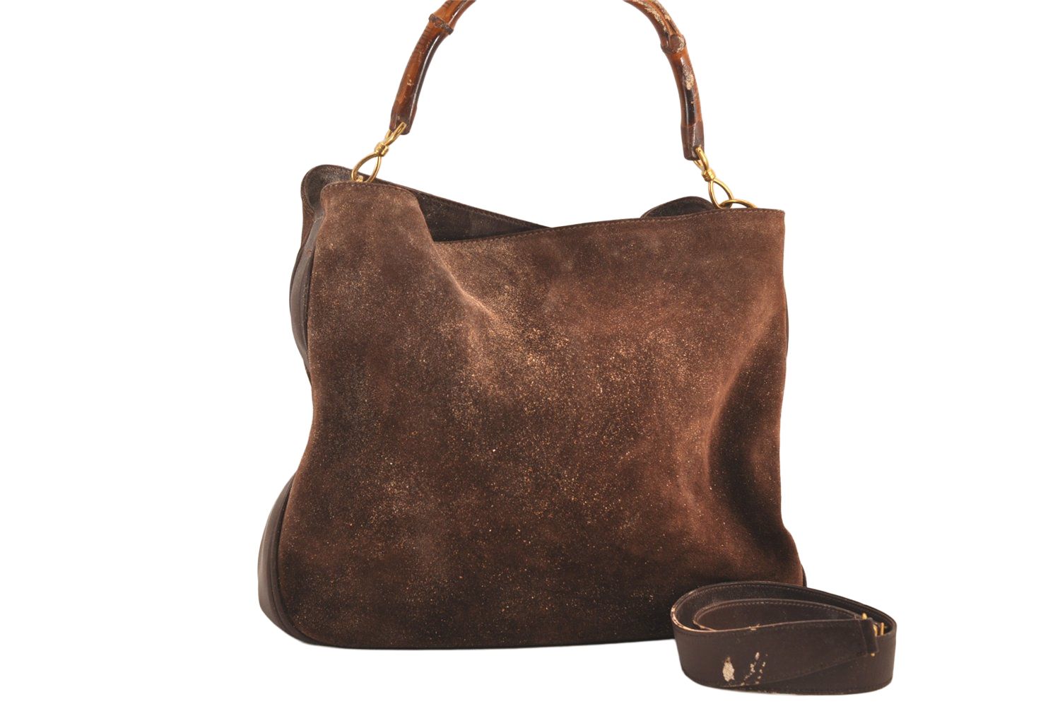 GUCCI グッチ バンブー 2Way ショルダーハンドバッグ スエード