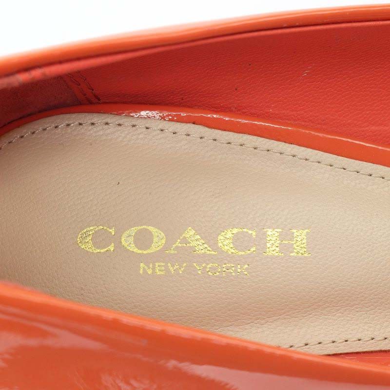 コーチ COACH パンプス ピンヒール エナメルレザー 5B 22cm オレンジ