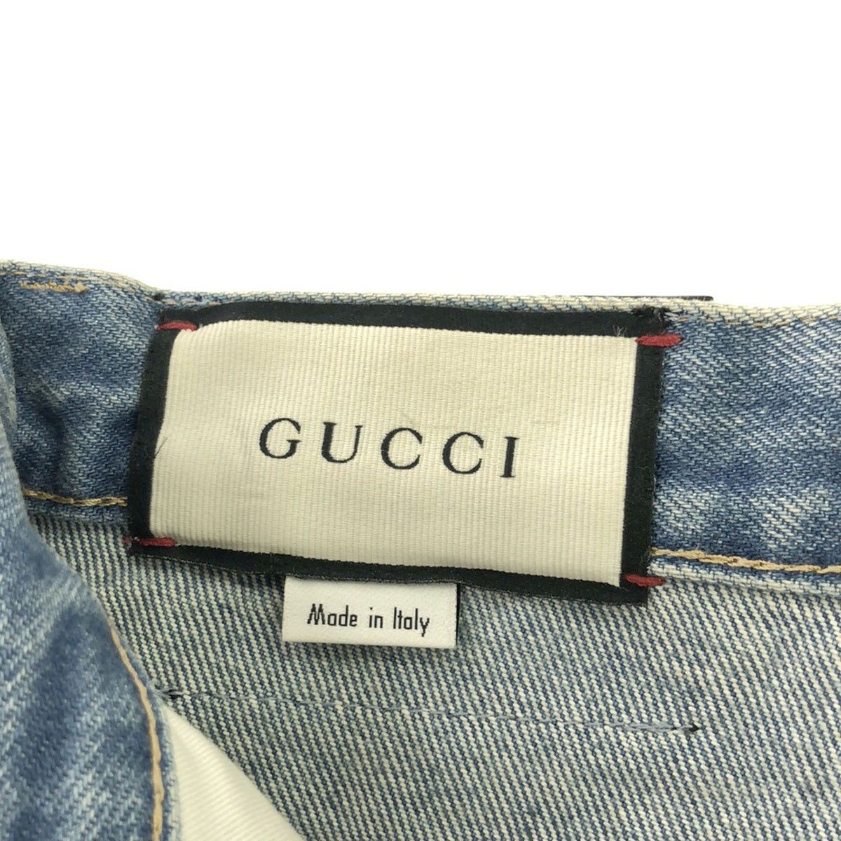 GUCCI グッチ ロゴパッチ デニムパンツ GUCCI グッチ ロゴパッチヴィンテージ加工デニムパンツ 599944