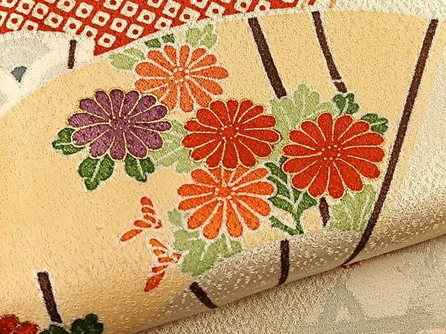 平和屋着物▽訪問着 単衣 総刺繍 枝花文 暈し染め