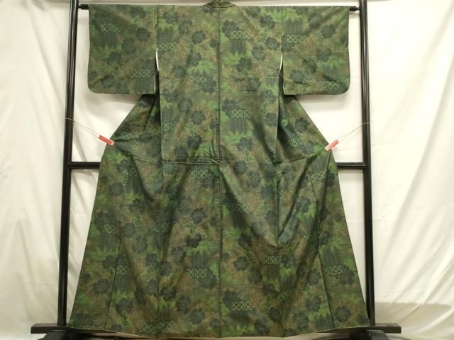 平和屋着物○お召 変わり市松文 正絹 逸品 AABB1511ph