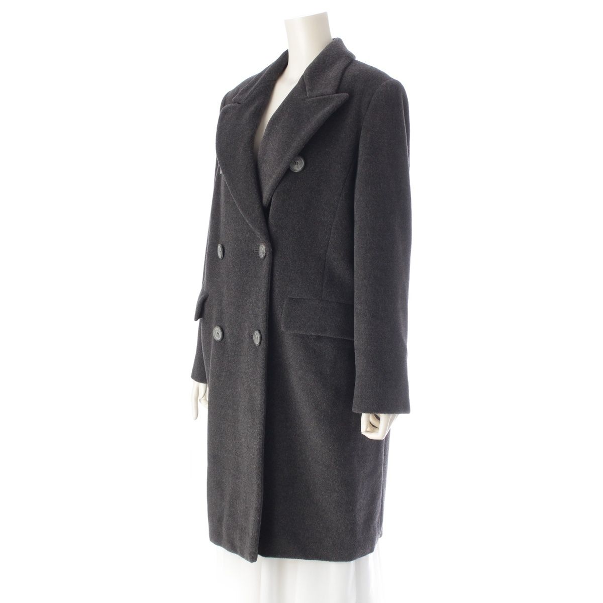 マックスマーラ ウール カシミヤ ダブルブレスト コート 品質情報センタータグ グレー 42