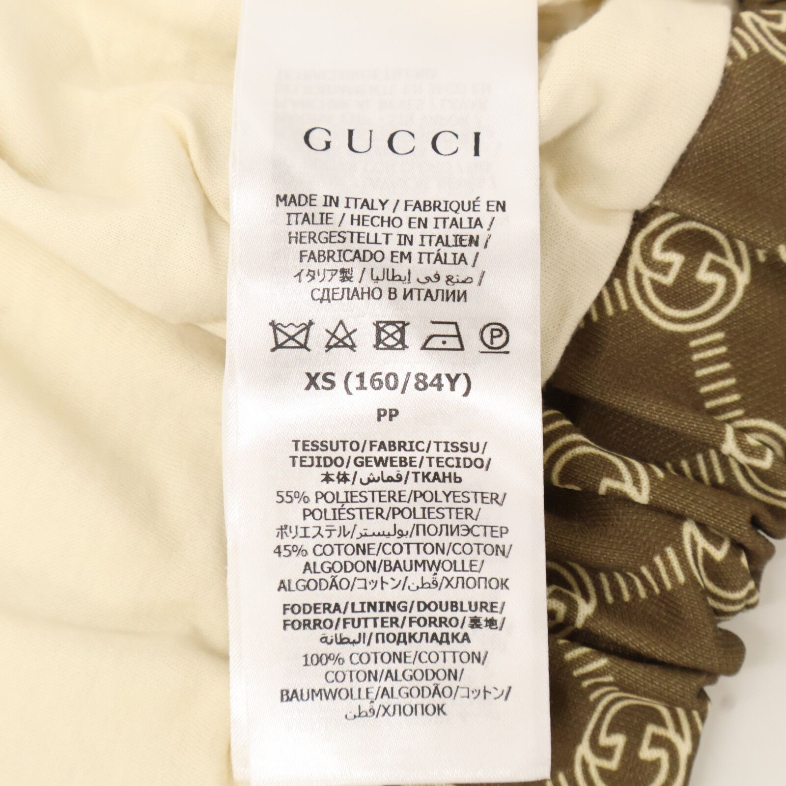 在庫限り GUCCI グッチ 671495 ﾌﾞﾗｳﾝ ｲﾝﾀｰﾛｯｷﾝｸﾞG ｼｪﾘｰﾗｲﾝ ｼｮｰﾄﾌﾞﾙｿﾞﾝ ｼﾞｬｹｯﾄ XS