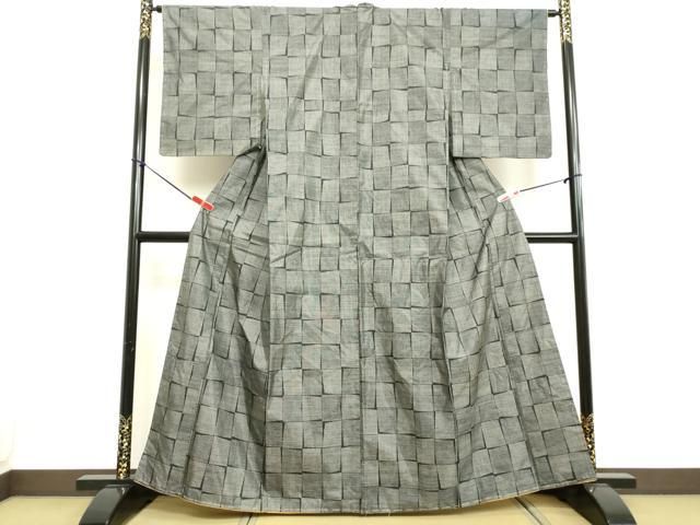 平和屋着物○本場大島紬 9マルキ 泥染め 地紙重ね吉祥文 正絹