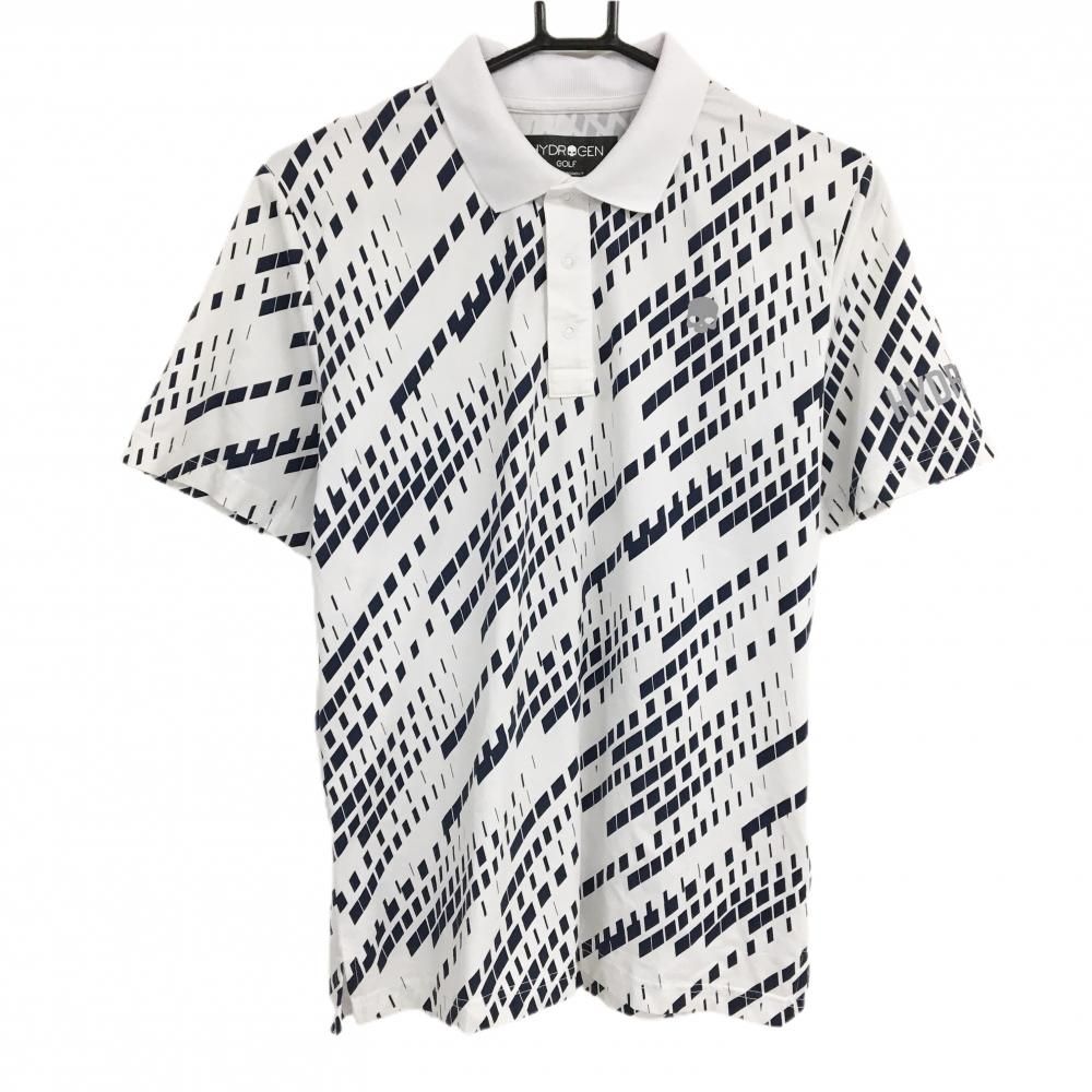 HYDROGEN GOLF ポロシャツ Lサイズ ホワイト/ネイビー HYDROGEN GOLF ポロシャツ Lサイズ ホワイト/ネイビー