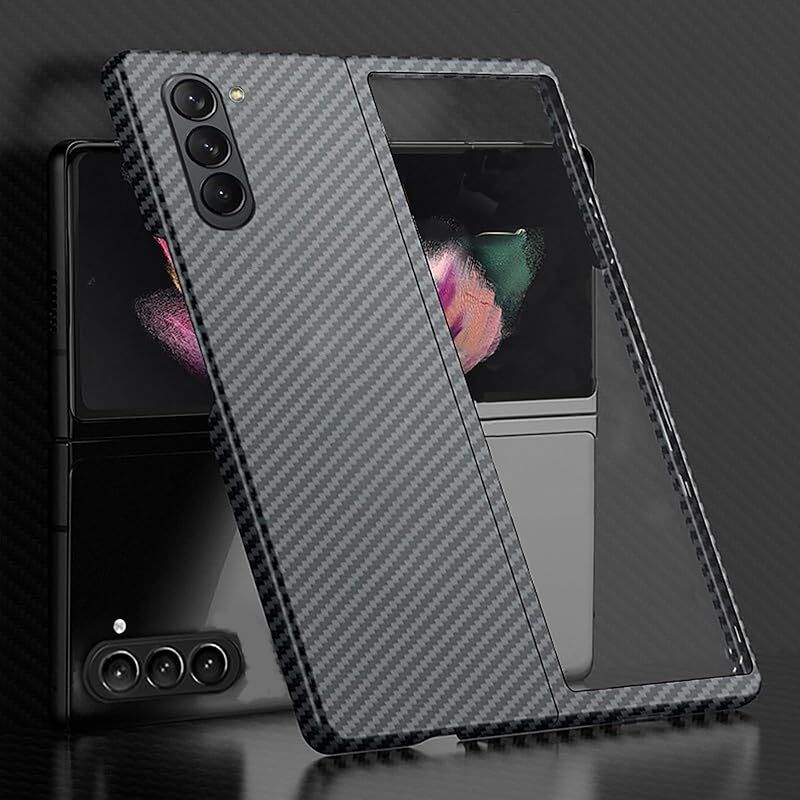 Sisyphy Samsung Galaxy Z Fold 5 ケース アラミド繊維 カーボン風 ギャラクシ ケース極薄0.64mm 超軽量16g 耐衝撃 マット（黒） 0