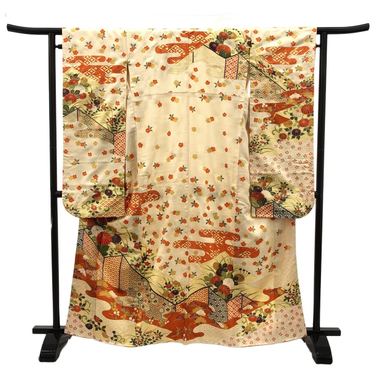 ☆ 古織部 菊絵鉢 どっしり構えた味わい深い一品☆y184 織部菊絵鉢