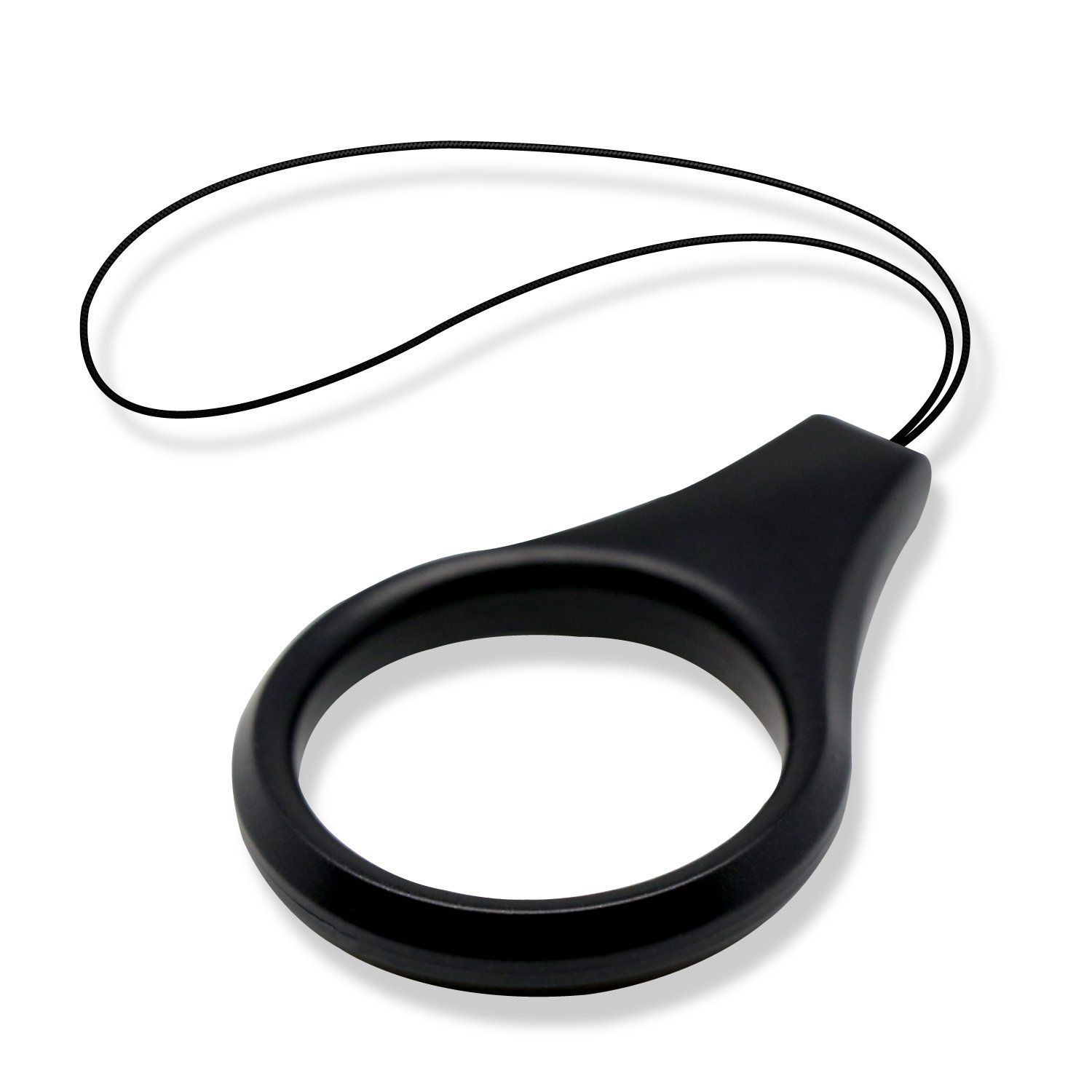 エレコム ストラップ リングストラップ 携帯 スマホ スマホ用 Lサイズ 内径22mm [指が滑りにくいシリコン製] ブラック P-STF01LBK