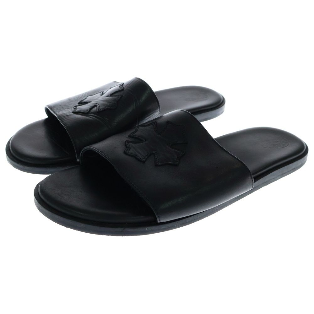 【新品】クロムハーツ CHプラスパッチ レザー スライドサンダル 39 ブラック CHROME HEARTS (クロムハーツ) CH SLIDE LEATHER CHプラスパッチレザー
