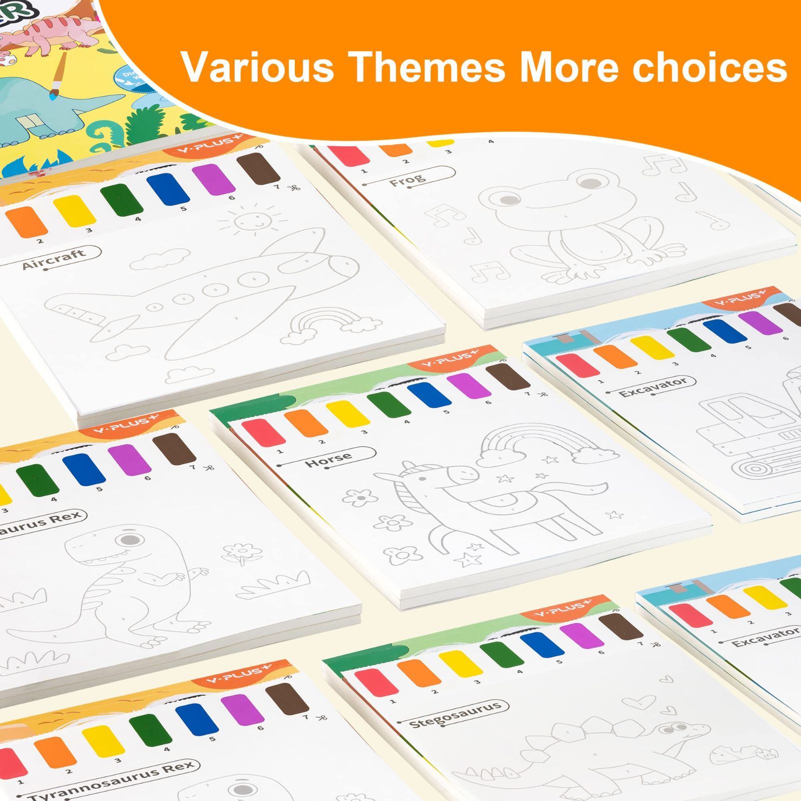 2-4歳の子供用水彩画用紙 1-3歳 何回でもぬれる塗り絵 幼児向け水塗り絵 筆付きの絵画手工芸ギフト YPLUS 7つのテーマ
