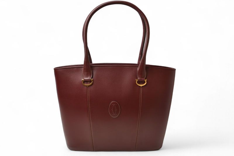 カルティエ トートバッグ マストライン Cartier バッグ ヴィンテージ レザー ボルドー