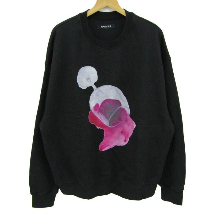 ナミアス スウェット トレーナー 長袖 プリント 大きいサイズ トップス メンズ XLサイズ ブラック NAHMIAS