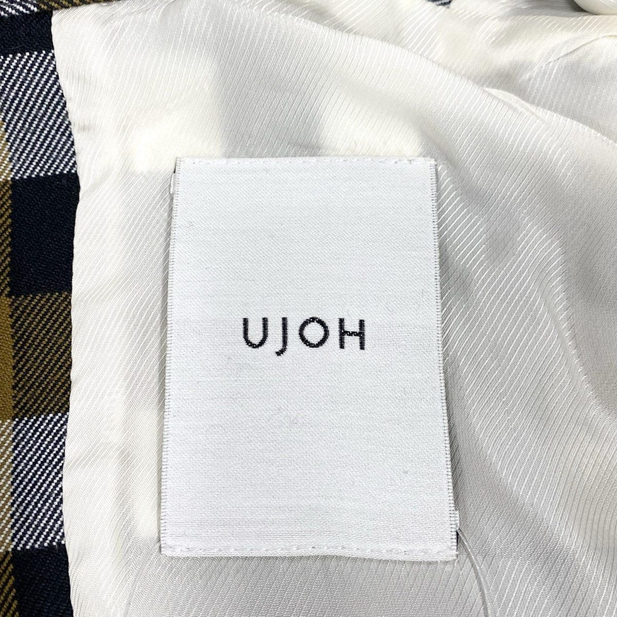 Ujoh(ウジョー) コート サイズ2 M レディース - 白×黒×マルチ 長袖/チェック柄/春/秋 - メルカリ