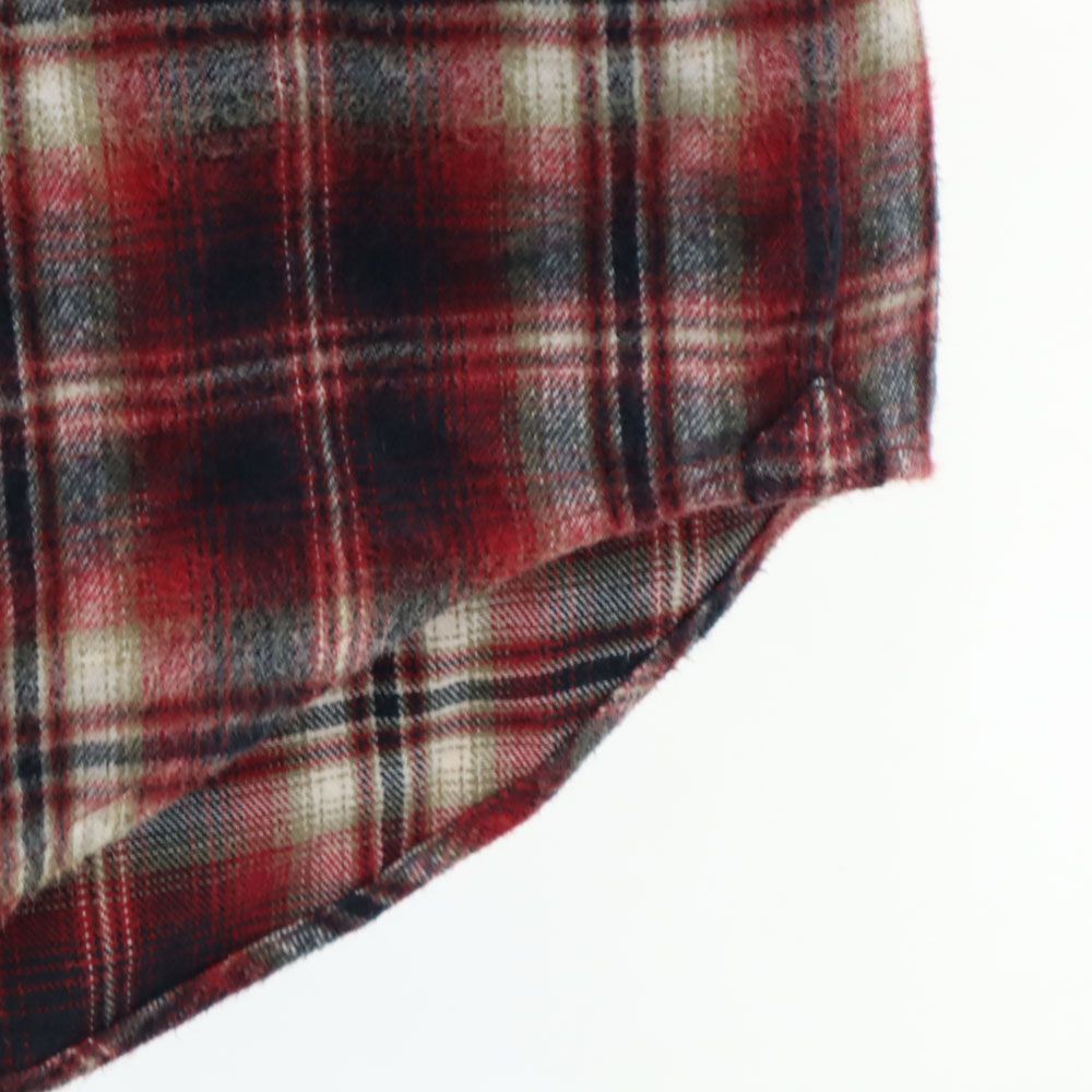 ルイヴィトン イタリア製 チェック柄 長袖 ネルシャツ XS 赤系 LOUIS