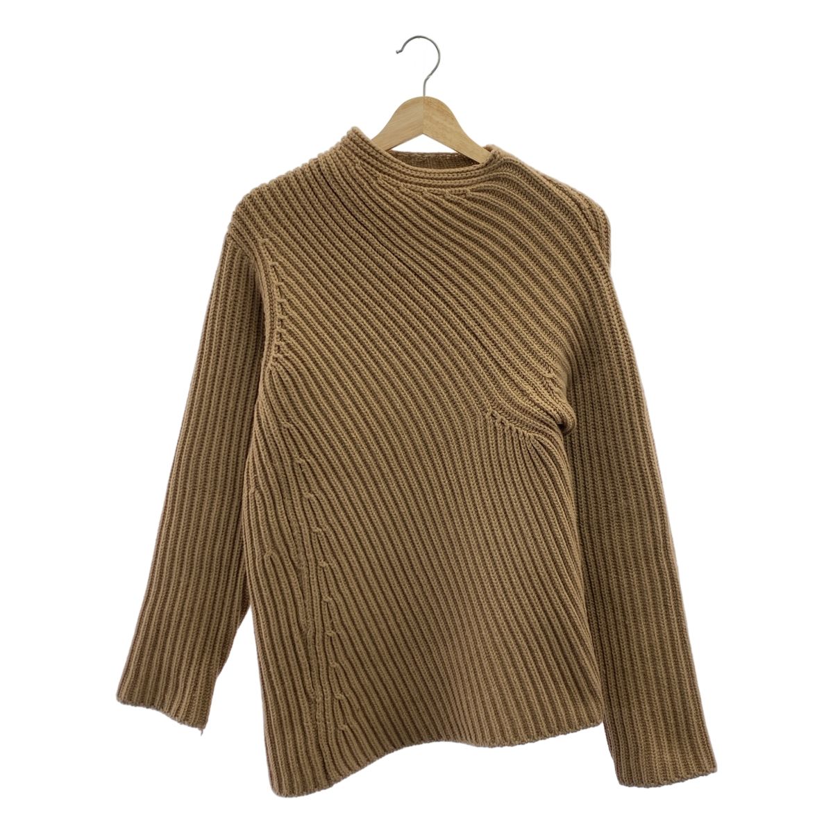 JIL SANDER | ジルサンダー | ウール カシミヤ アシンメトリー リブニット | 38 | ブラウン | レディース