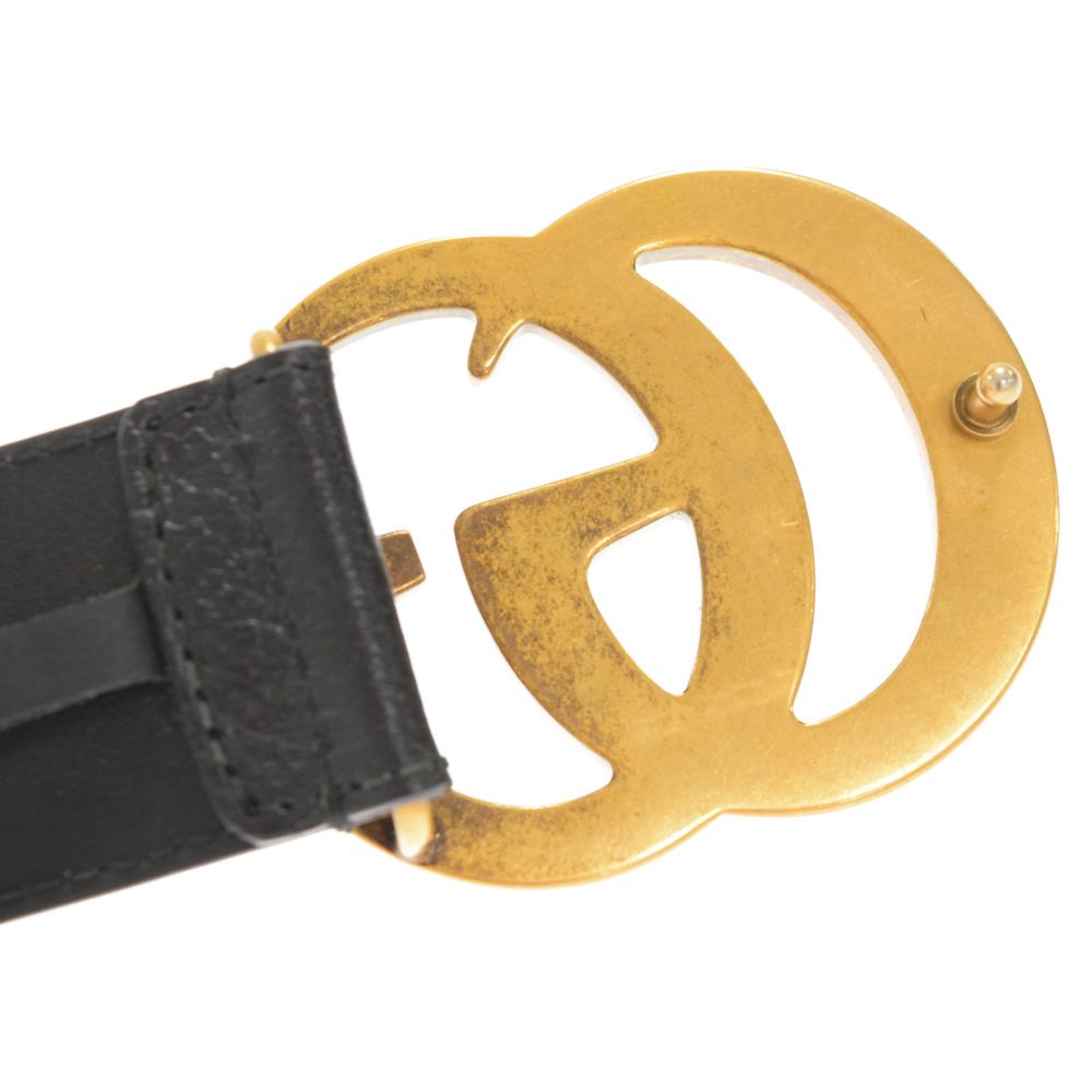 GUCCI (グッチ) ダブルGバックル レザーベルトブラック レザー
