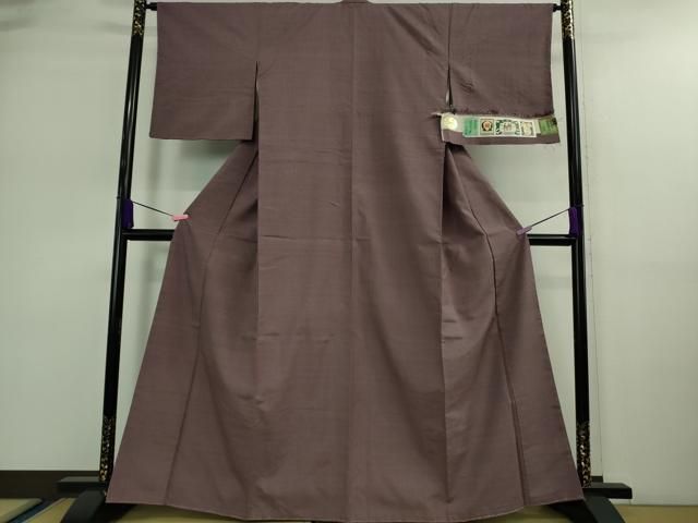 平和屋着物 上 結城紬 はたおり娘 奥順謹製 色無地 二藍色 証紙付き DZAA9154kh5